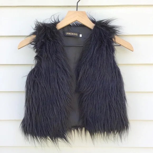 Lanshifei Other Lanshifei Black Faux Fur Vest Kids Size Xxl